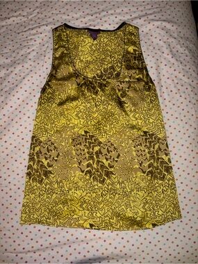 Beverly Drive Women's Plus Size 16/18W Yellow Brown Abstract Sleeveless Blouse